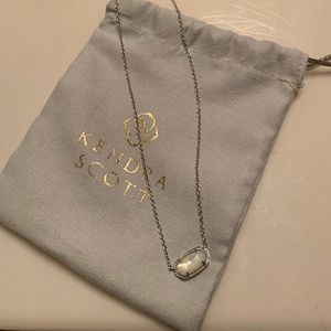 Kendra Scott silver necklace with white stone